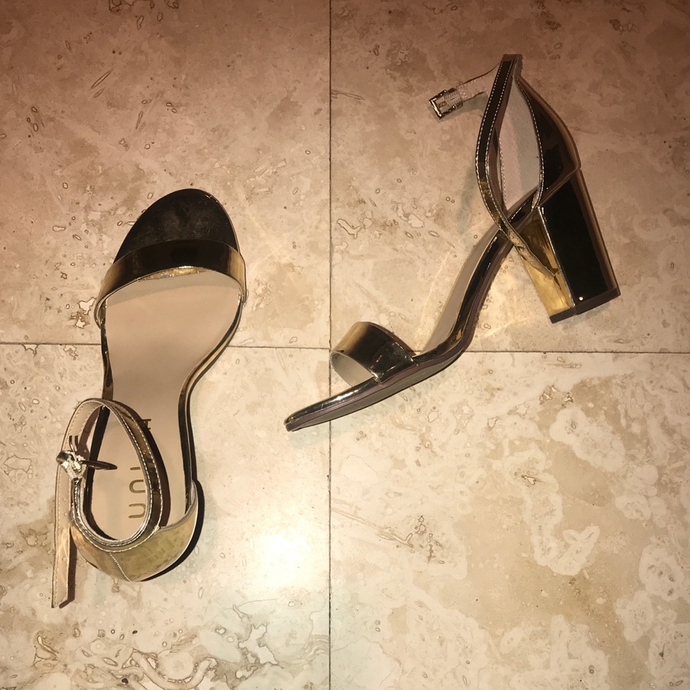 Gold block heels